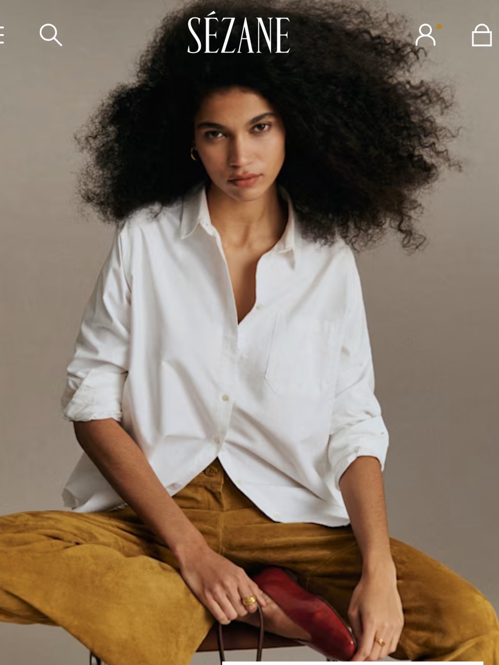 Sezane Max white button down shirt